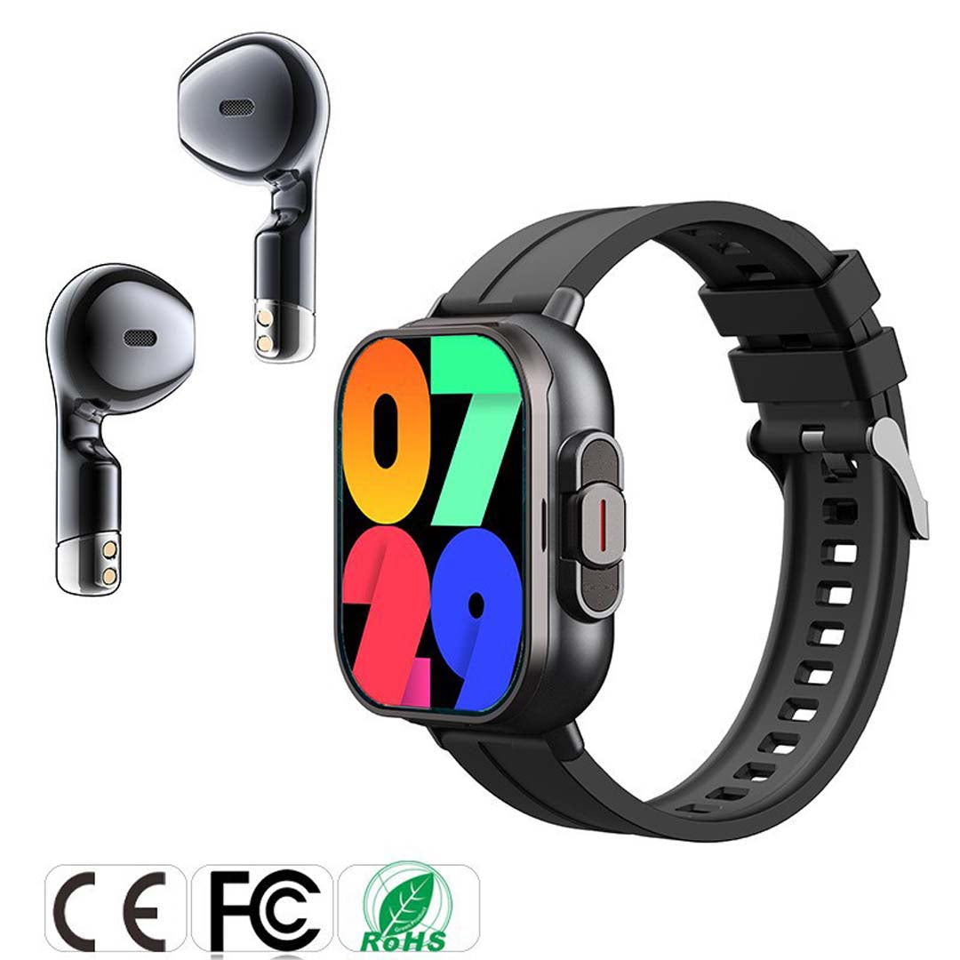 2-in-1 Smartwatch with Built-in TWS Earbuds & Health Monitoring
