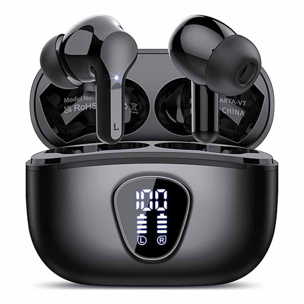 Bluetooth 5.4 Wireless Earbuds with ENC Noise Cancelling, 48H Playtime & LED Display