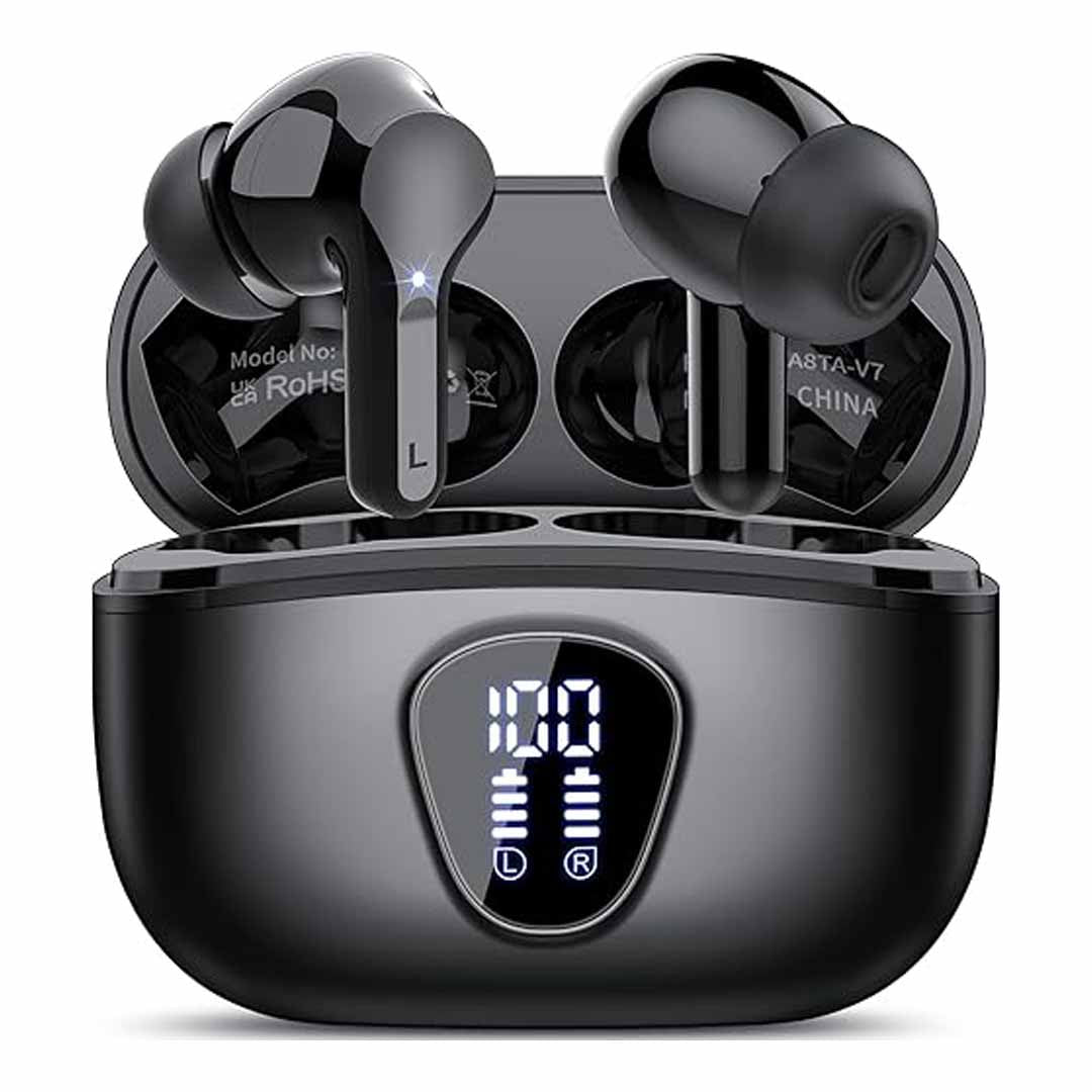 Bluetooth 5.4 Wireless Earbuds with ENC Noise Cancelling, 48H Playtime & LED Display