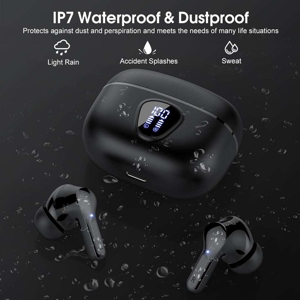 Bluetooth 5.4 Wireless Earbuds with ENC Noise Cancelling, 48H Playtime & LED Display