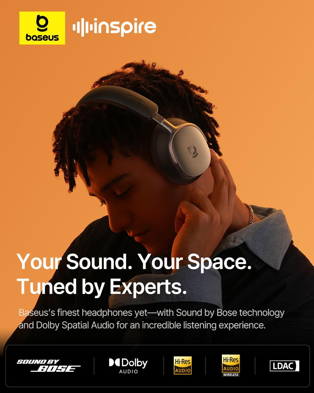 Baseus Inspire XH1 Adaptive ANC Headphones – Hi-Res Audio, 100H Playtime