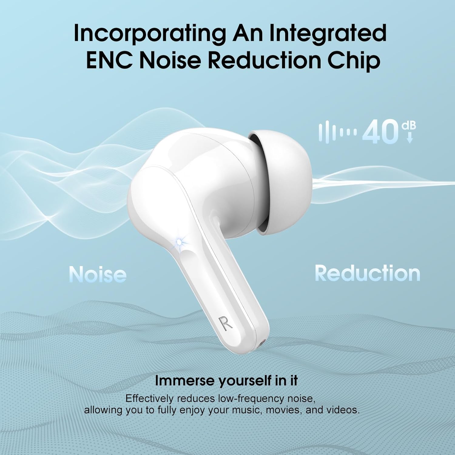 Bluetooth 5.4 Wireless Earbuds with ENC Noise Cancelling, 48H Playtime & LED Display