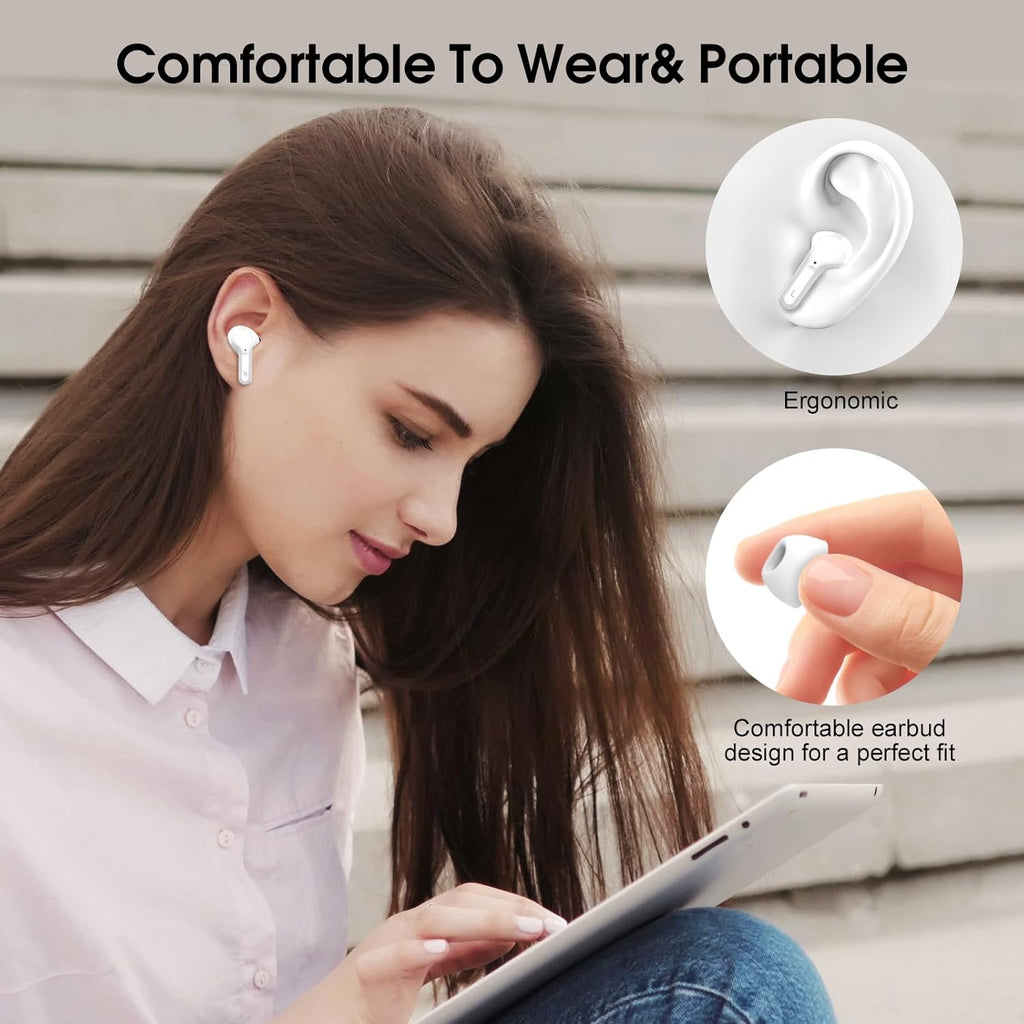 Bluetooth 5.4 Wireless Earbuds with ENC Noise Cancelling, 48H Playtime & LED Display