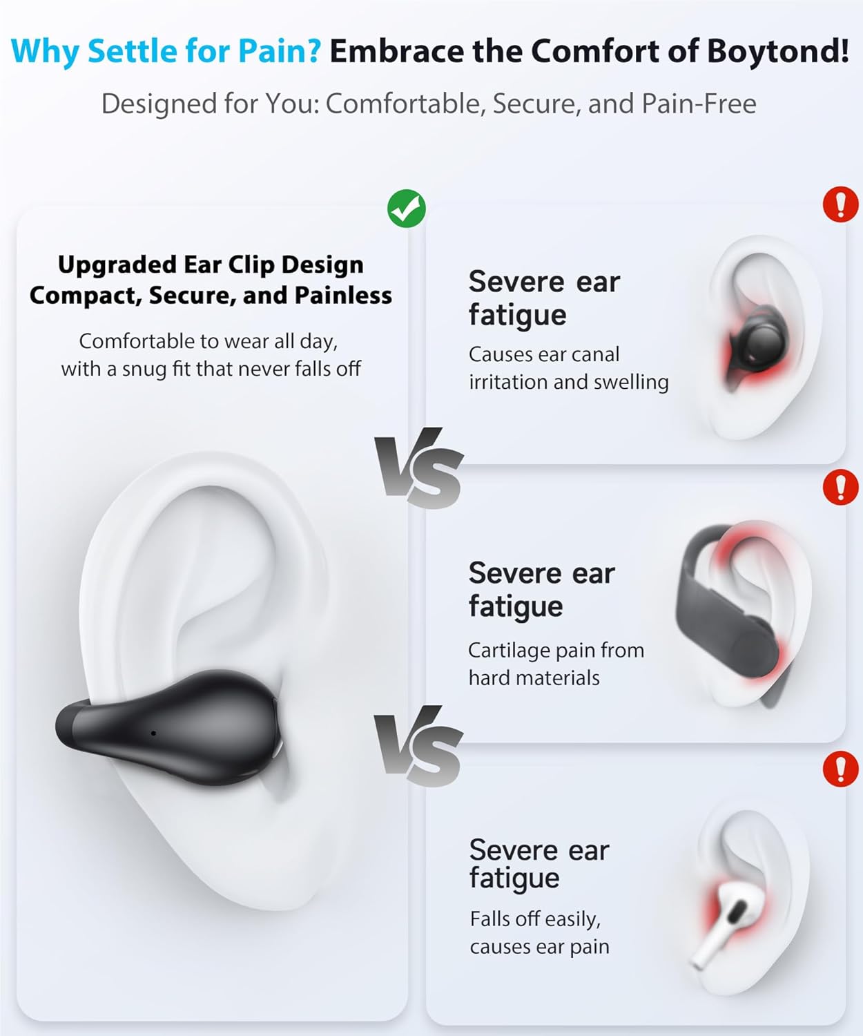 Ultra Open Ear Clip-On Earbuds – Waterproof Sports Headphones