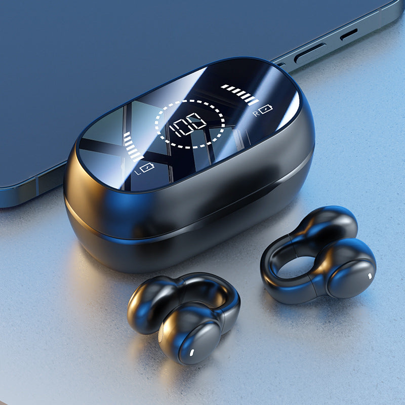 Clip-On Bone Conduction Bluetooth Earphones with LED Display