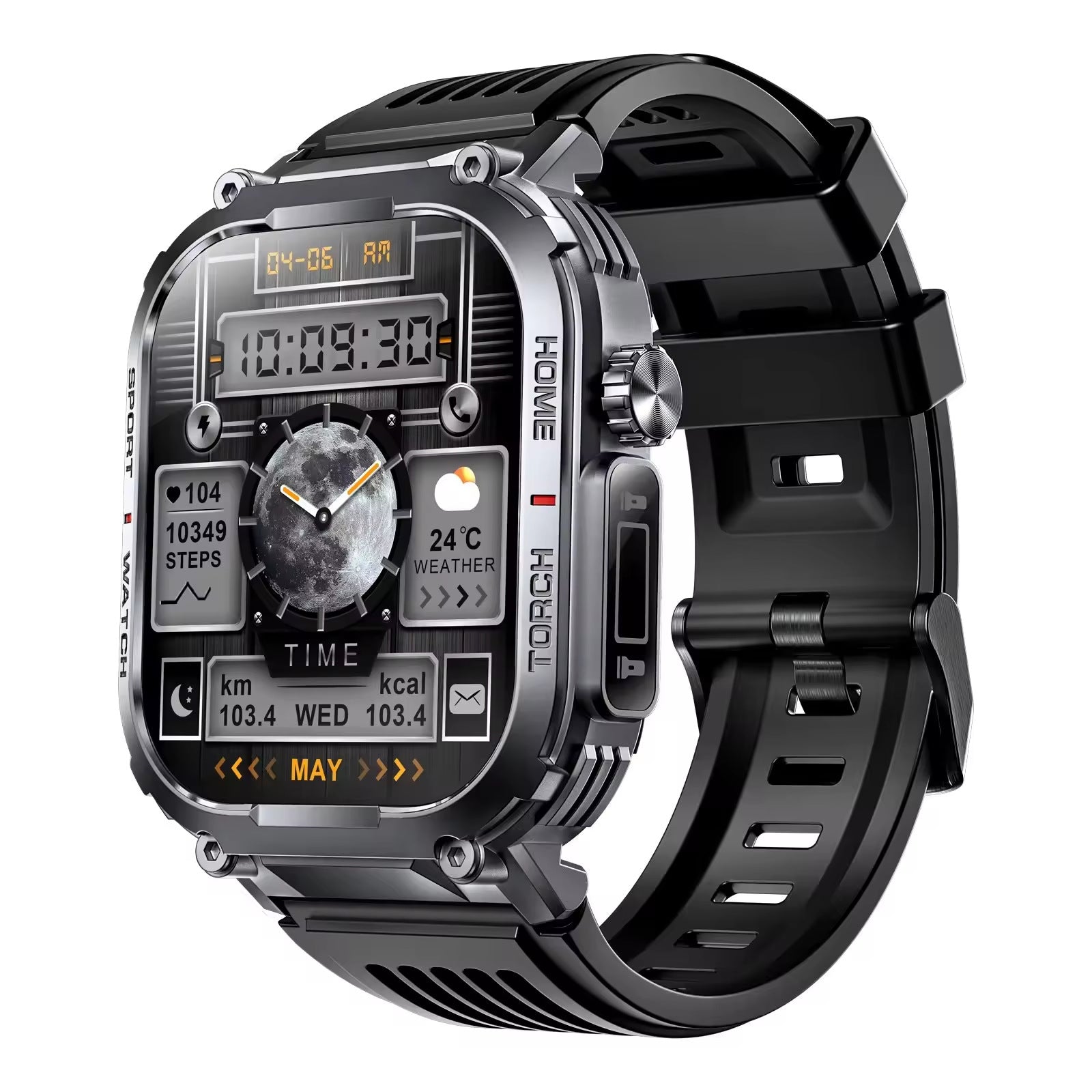 Smartwatch with Bluetooth Call, LED Flashlight & Heart Rate
