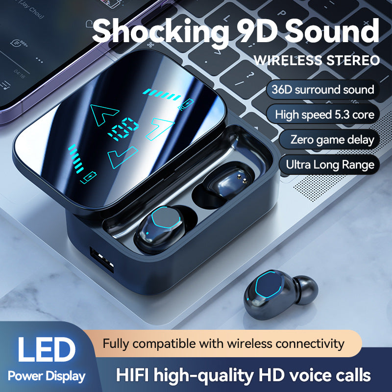 M48 LED Display Wireless Earbuds – Long Playtime & Pain-Free Fit