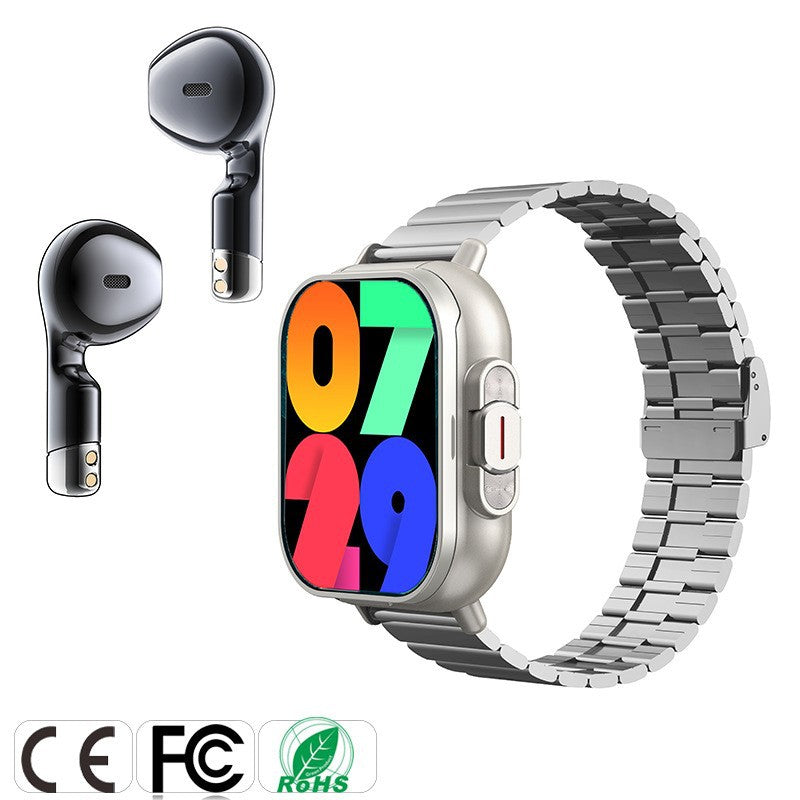 2-in-1 Smartwatch with Built-in TWS Earbuds & Health Monitoring