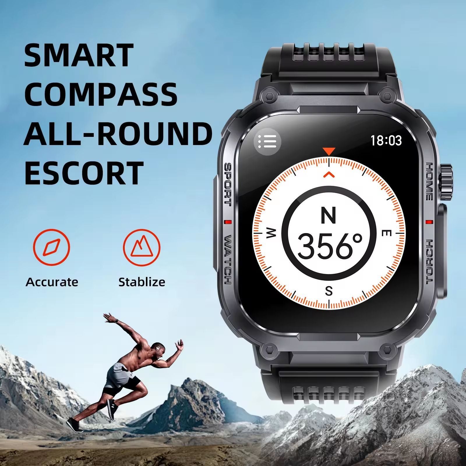 Smartwatch with Bluetooth Call, LED Flashlight & Heart Rate