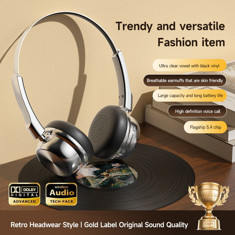 CR-20 Retro Over-Ear Bluetooth 5.4 Headphones – Lightweight & Stylish Design